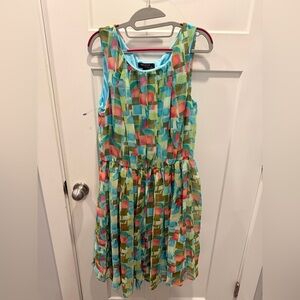 Signature by Robbie Bee Multicolor Chiffon Dress Size 14 | Sleeveless Party